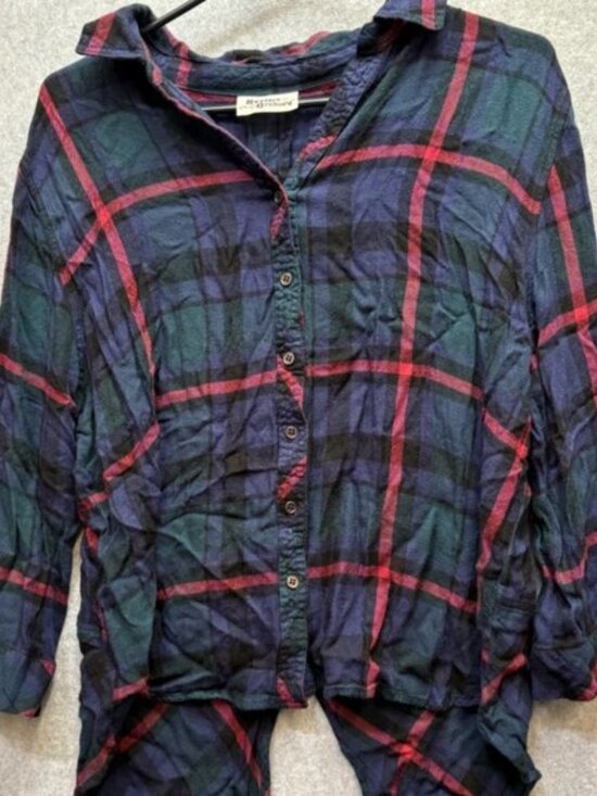 HESTER & ORCHARD Tops - HESTER & ORCHARD Purple/Green Buffalo Plaid Shirt 3/4 Sleeves Womens Sz S